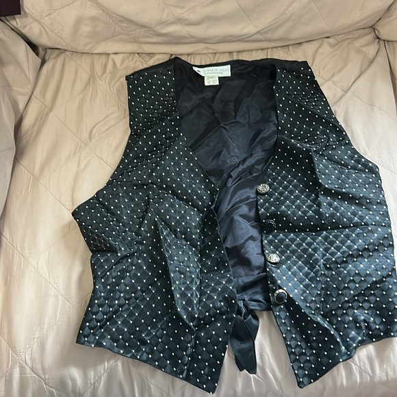 SOPHISTICATES By JONATHAN MARTIN Vest 80's Polka Dot Print Button Down Vest - Picture 2 of 3